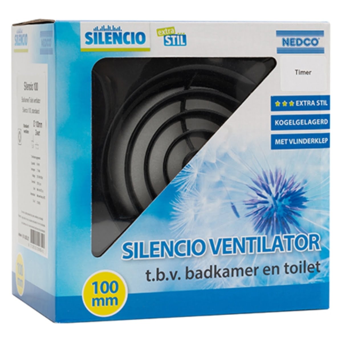 Badkamer-/ toiletventilator Silencio 100 TH zwart - Afbeelding 3