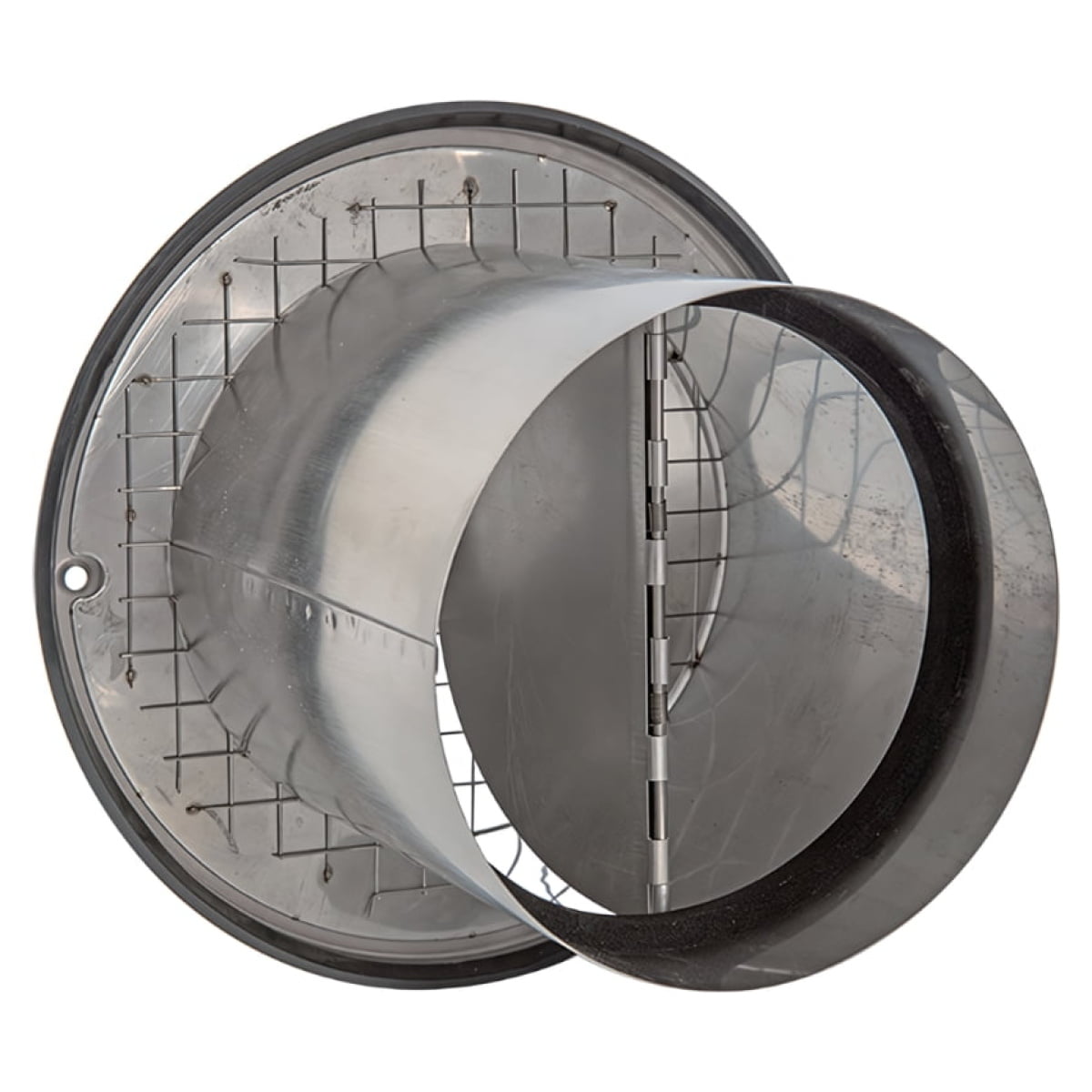RVS bolrooster met terugslagklep+grofmazig gaas Ø150mm - Afbeelding 2