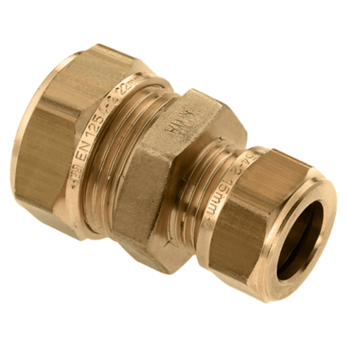 BONFIX Knel messing rechte verloopkoppeling 28 x 22 mm - Afbeelding 1