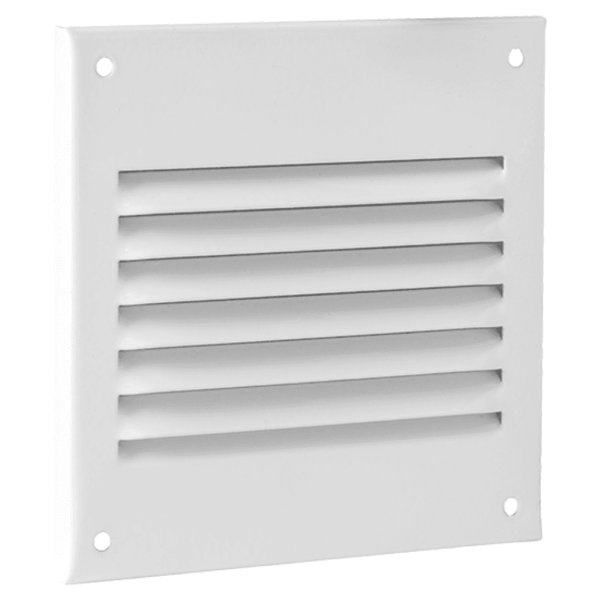 Stalen schoepenrooster 100x100mm wit