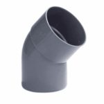 PVC Bocht 160mm lijmmof/ spie 45° grijs