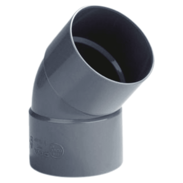 PVC Bocht 110mm 2x lijmmof 45° grijs