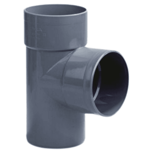 PVC T-stuk 110mm 2x lijmmof/ 1x spie 87,5° grijs