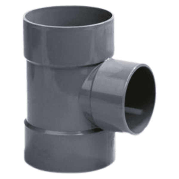 PVC Verloop T-stuk 75x50mm 3x lijmmof 90° grijs