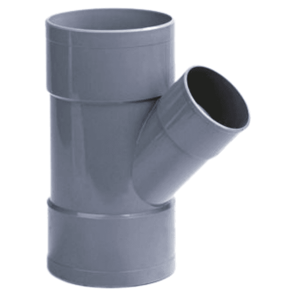 PVC Verloop T-stuk 160x110mm 3x lijmmof 45° grijs