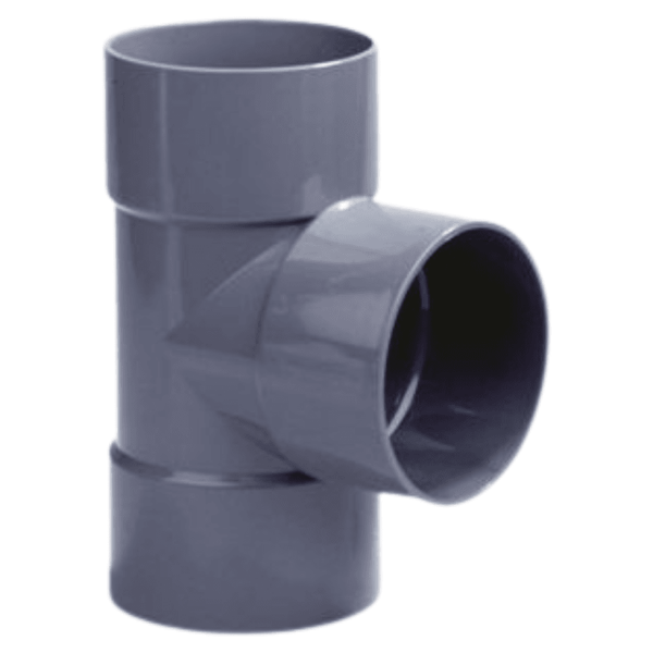 PVC T-stuk 75mm 3x lijmmof 90° grijs